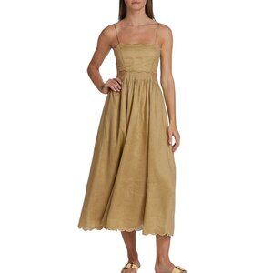 Zimmermann Jude Scalloped Edge Maxi Dress With Cut-Out & Lace-Up Back Size 4